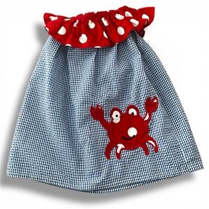 Embroidered Red and Blue Girls Crab Dress